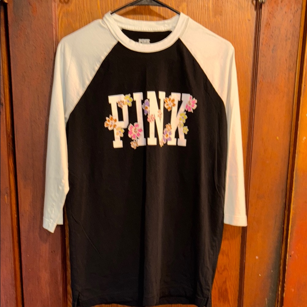 PINK Victoria's Secret Black and Gray Long Sleeve Tee